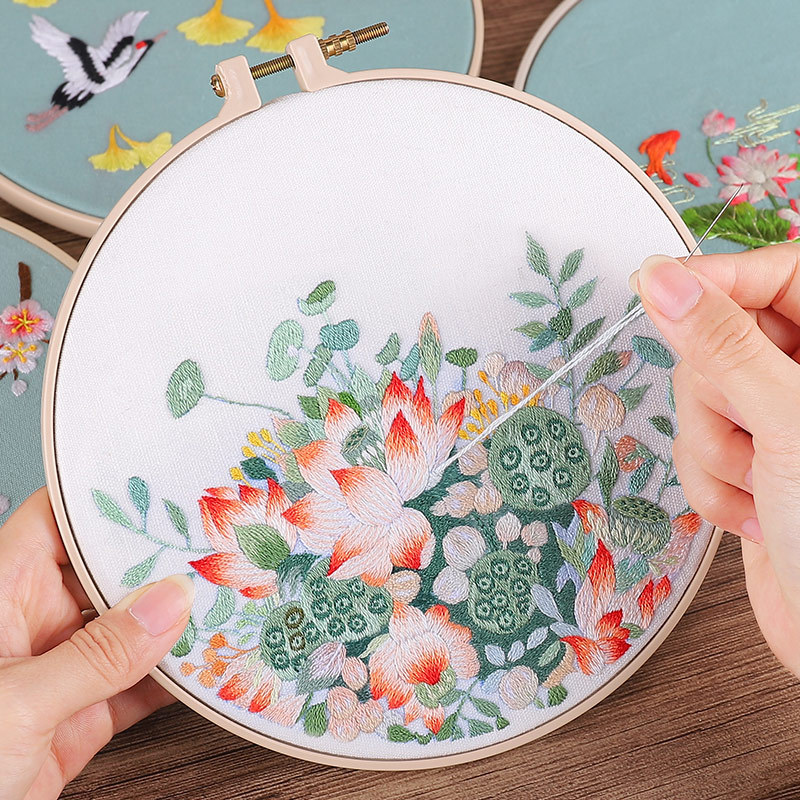 Bordado a mano diy material paquete auto bordado su grupo de bordado ventilador de cinta bordado principiante bordado ornamentación antigua