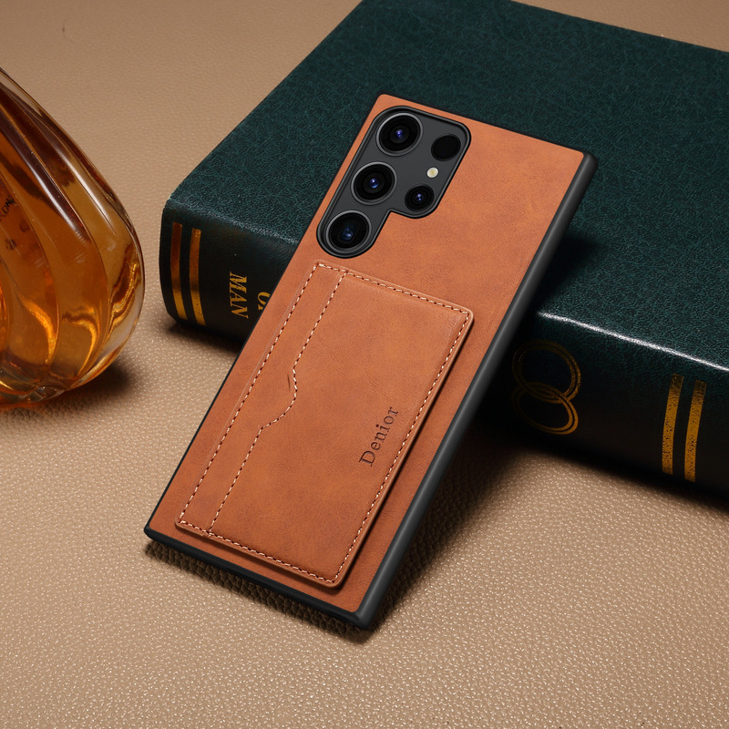 Denior Is Suitable for Samsung Galaxy S26 Ultra Imitation Leather Card Holder S25 Edge Anti-Fall Phone Case
