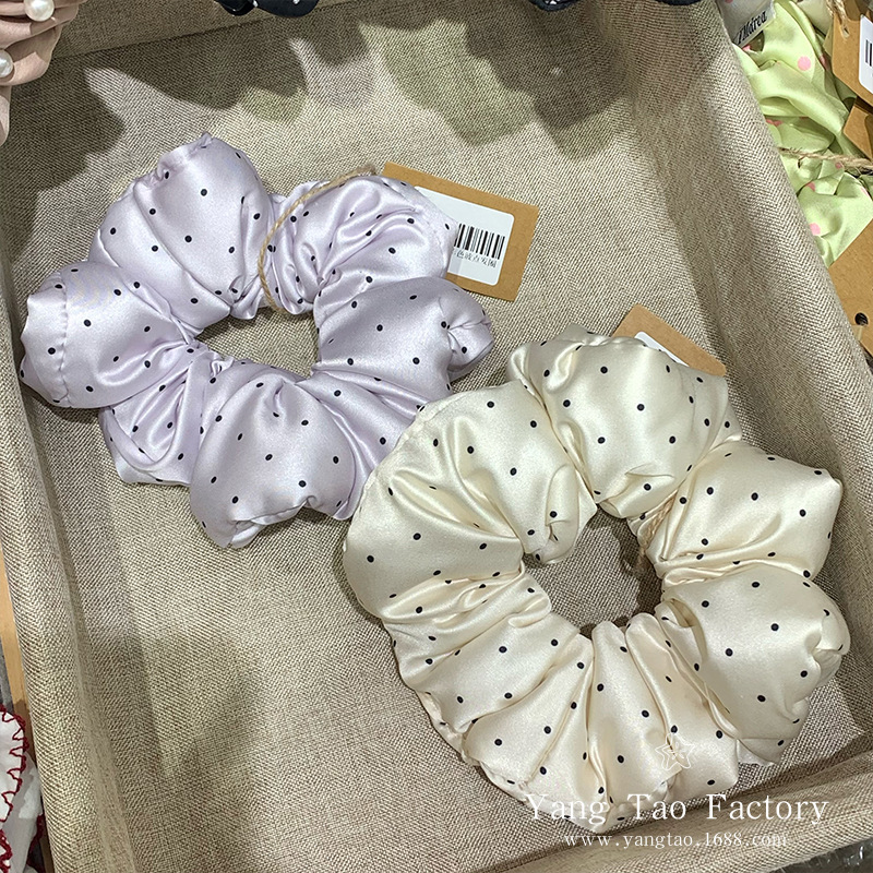Almohada de lunares, lazo para el cabello del intestino grueso con relleno de algodón, lazo para el cabello de satén para dormir, tocado de cabeza de bola de sentido avanzado femenino