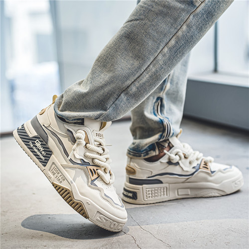 Spring breathable white sneakers comfortable men's shoes versatile student platform sports shoes white shoes trendy Instagram style