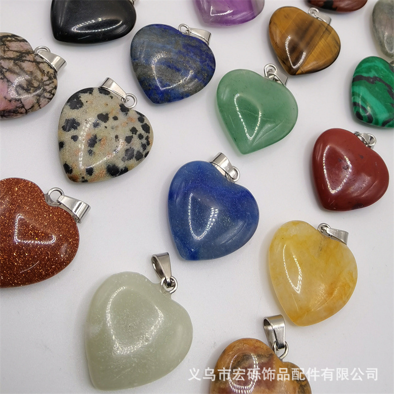 Natural cristal ágata Dongling Jade de doble cara en forma de corazón de amor colgante collar de accesorios de la joyería de la joya de la fábrica al por mayor