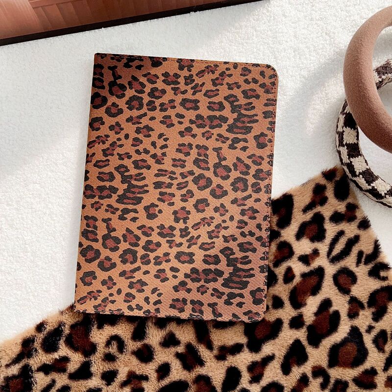 Suitable for Apple iPad Case, Huawei Tablet Protective Cover, Leopard Print Case with Pen Slot, Leopard Print Design