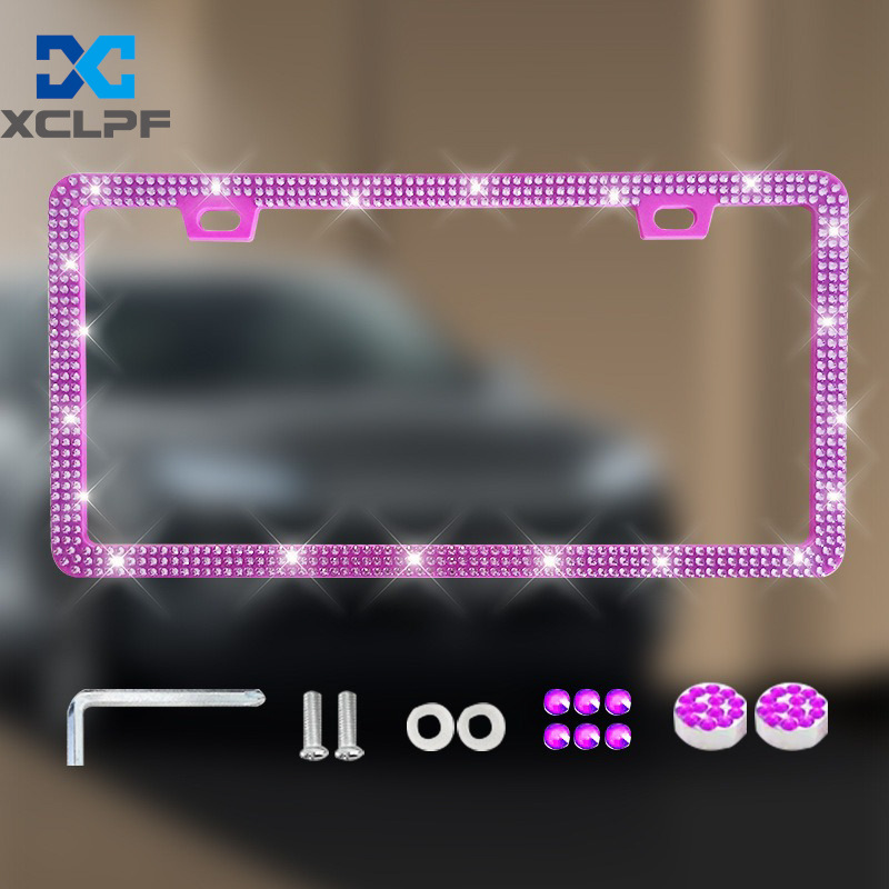 American, Canadian and Mexican Universal Diamond License Plate Frames, Three Styles of Plastic Acrylic Diamond License Plate Frames