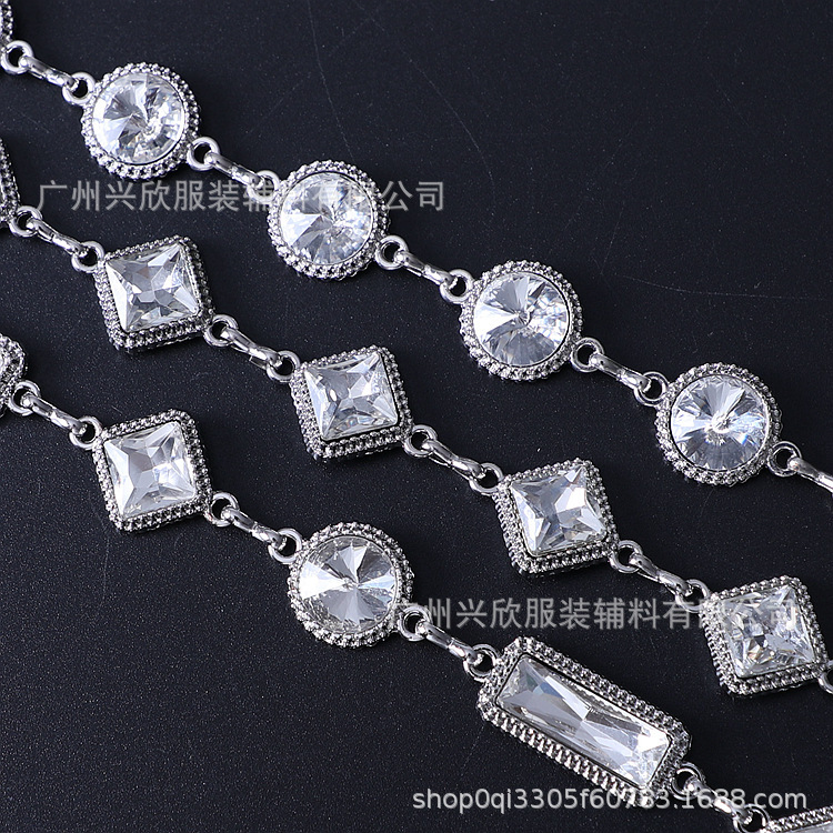 Factory wholesale alloy diamond chain square round long claw chain fancy code chain wedding dress decoration Factory wholesale alloy diamond chain square round long claw chain fancy code chain wedding dress decoration