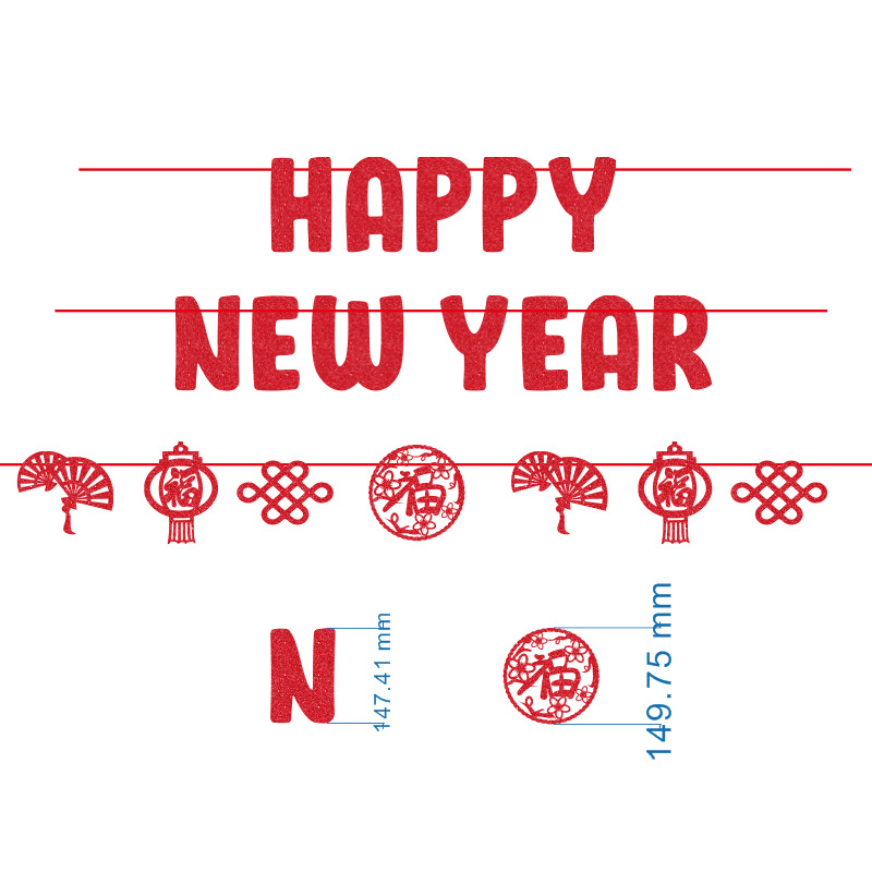 Festival de primavera brillo papel tire bandera Año Nuevo carta tire flor Día de Año Nuevo Centro Comercial interior escena diseño decoración suministros para fiestas