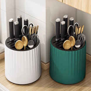 Bekai Kitchen Rotating Knife Holder Storage Rack Countertop Multi-Functional Chopstick Barrel Knife Holder One