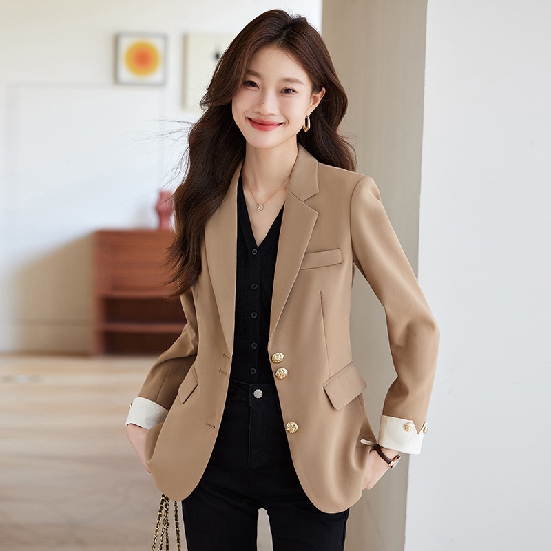 Khaki autumn elegant classic suit jacket
