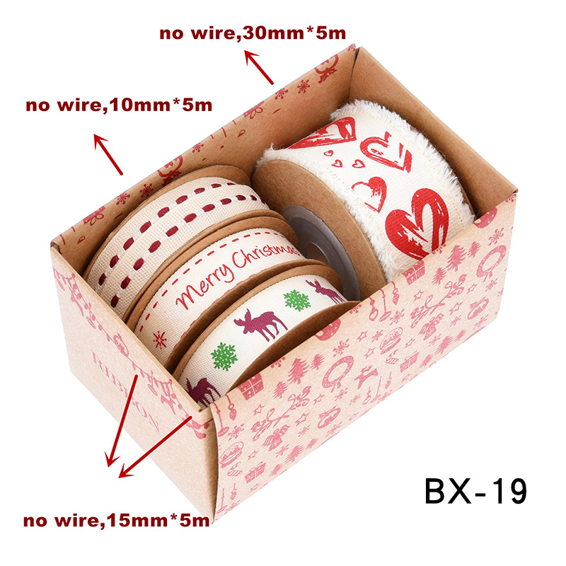 Nuevo transfronterizo Amazon Navidad cinta caja de paquetes de regalos árbol de Navidad decoración oro y plata cinta set