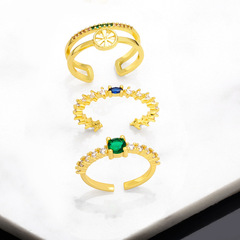 歐美復古幾何鋯石戒指食指指環 簡約時尚銅鍍金戒指廠家批發riq72