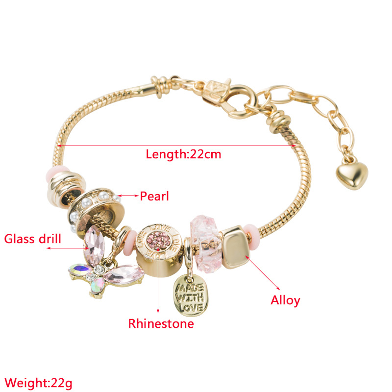 Fashion Butterfly Alloy Plating Inlay Rhinestones Pearl Women's Bracelets display picture 1