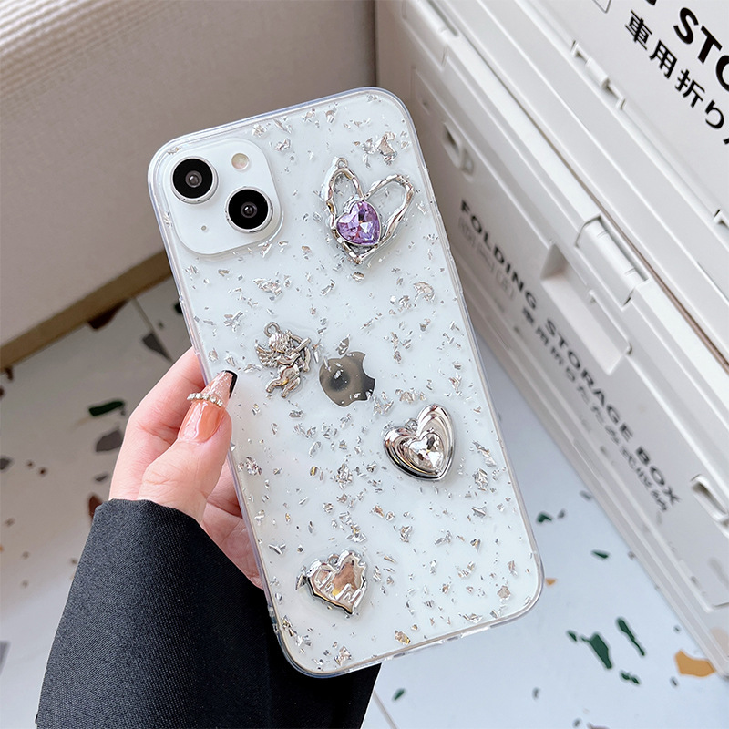 Handmade Craft Transparent Color Modern Style Heart Shape Pc   Phone Cases