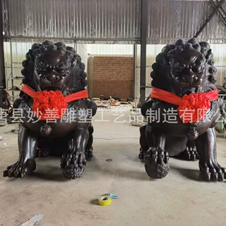 大型别墅门口雕塑铸铜狮子故宫狮宫门狮黄铜紫铜户外小区厂家