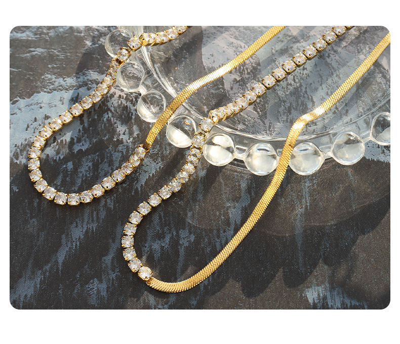 Lady Titanium Steel Zircon Bracelets Necklace