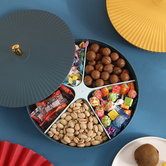Home-use divided rotating dry fruit plate Nordic light luxury candy box living room coffee table melon seeds with lid snack box wholesale