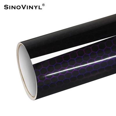 body color changing film magic, Automotive Film - 15218-m-honeycomb-laser-black-purple