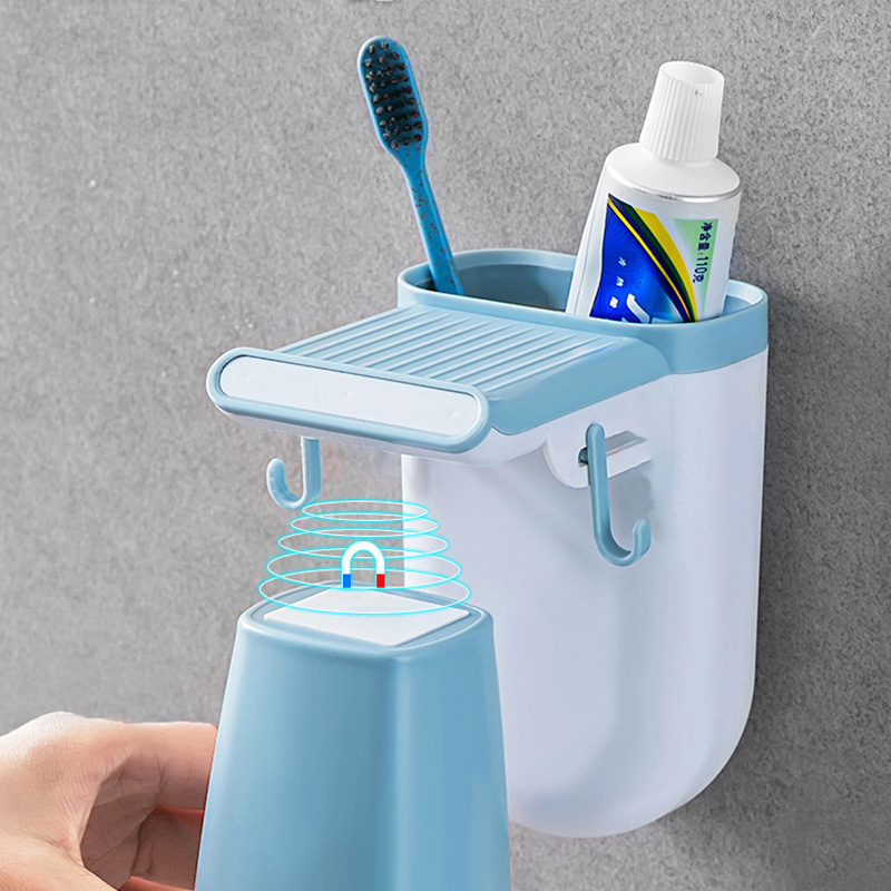 Cepillo de dientes titular rack de almacenamiento creativo de succión magnética punzón libre de almacenamiento rack baño montado en la pared cepillado cepillo de dientes titular cepillo de dientes traje de lavado