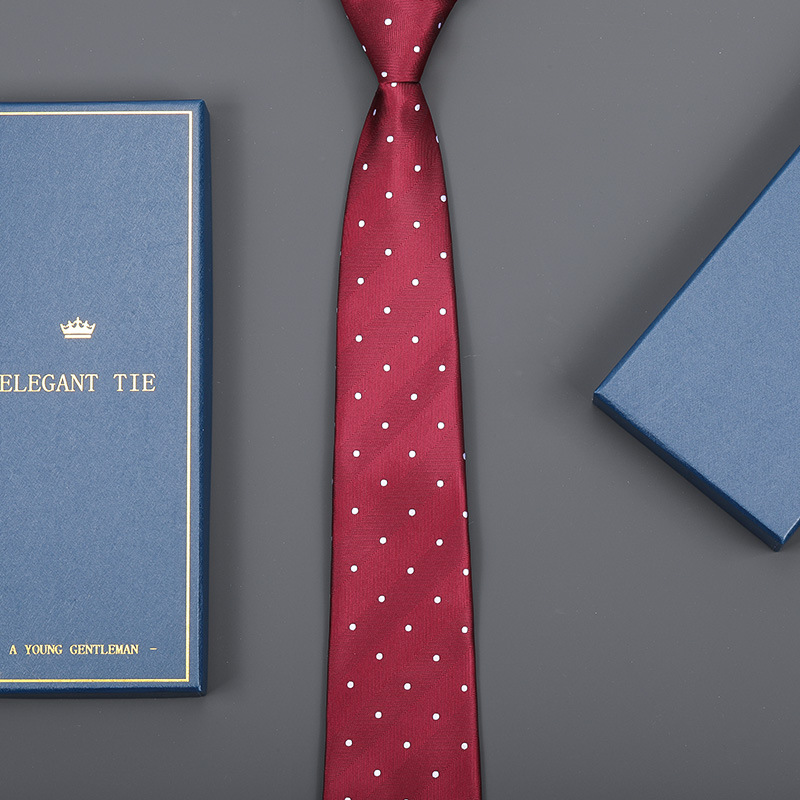 8cm 리치 레드 앤 화이트 도트 지퍼 [롱 선물 상자]