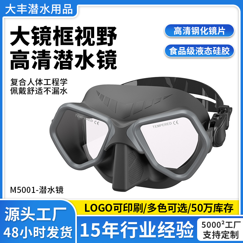 Manufacturers cross-border in stock adult large frame waterproof anti-fog HD snorkeling new diving surface mirror free diving goggles