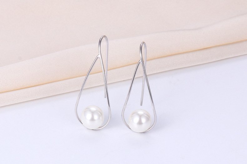 Holiday, Daily Occasion 925 Sterling Silver Geometric Artificial Pearls Casual Simple Style Streetwear Drop Earrings For Women's