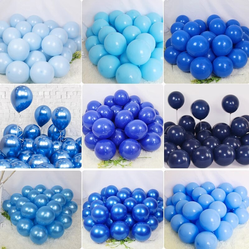 Macaron Blue Series Balloons Thickened for Store Opening, Birthday Scene Setup, Kindergarten Classroom Decoration Balloons