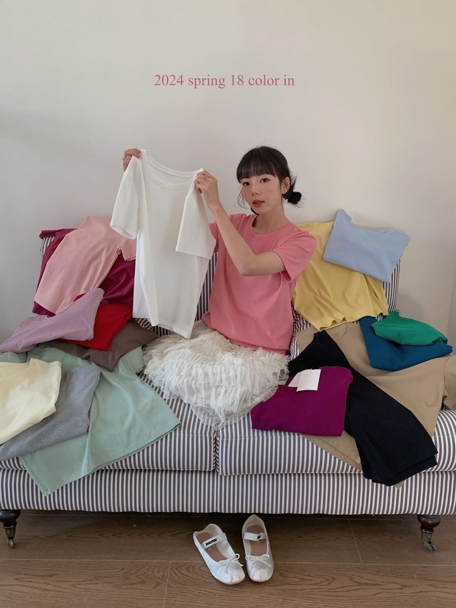 【歌明王炸15色】ラウンドネックゆったり半袖Tシャツ2025秋新作インナーウェアトップスDN218