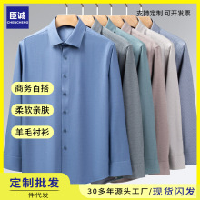 衬衫男长袖商务休闲男士衬衫2025新款绵羊毛衬衣高级感男装批发