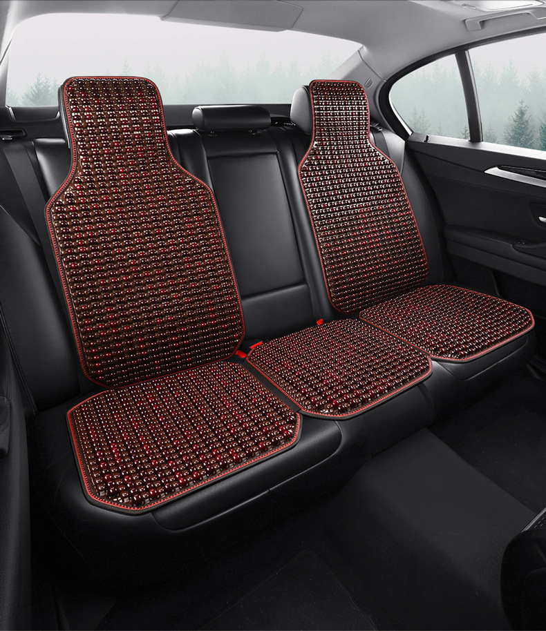 Car cushion single piece summer wooden beads three-piece single seat cushion tie-free non-slip breathable rear seat cushion cool cushion
