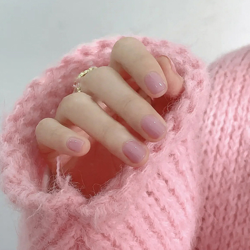 Gentle pink purple white European Square girl nail beauty fresh natural fake nail wear 24 pieces nail