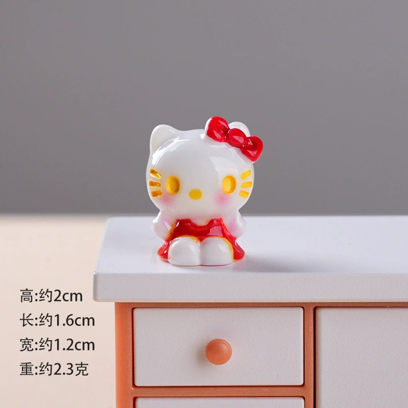Брелок (Hello Kitty) сидящая Китти из смолы, аксессуар для рукоделия, 1,6×1,2×2 см, лёгкий