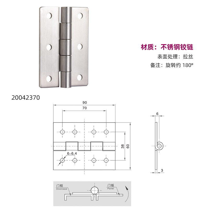 ESSENTRA 昇華電気キャビネット亜鉛合金ステンレス鋼ヒンジ SR5506 フラットマウント露出ヒンジ|undefined