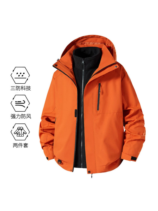 杰克传洋户外三防冲锋衣三合一可拆卸登山夹克男外套女防风耐磨|undefined