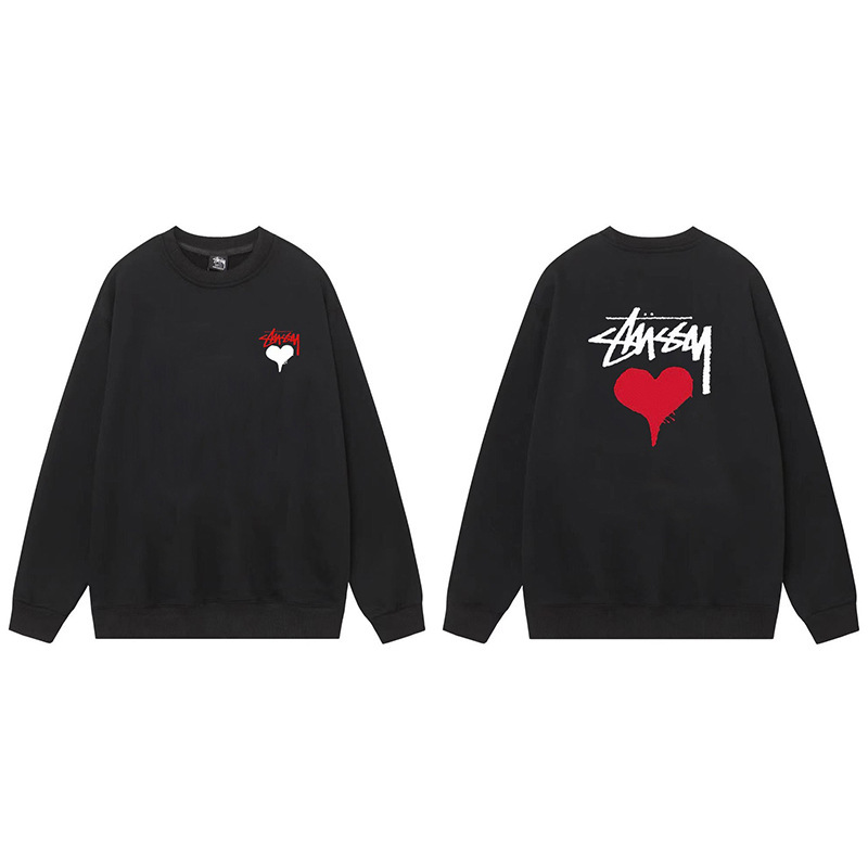 Stussy 斯图西秋冬美式卫衣男女经典字母印花黑8骰子长袖圆领外套|undefined