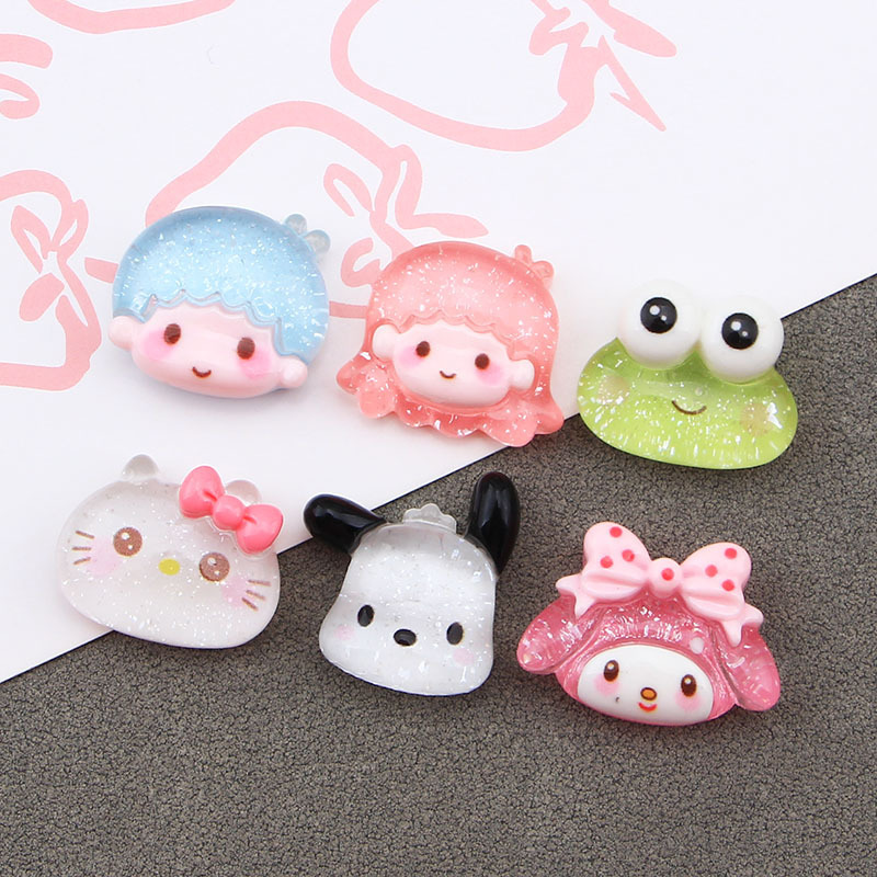 Nueva historieta permeable al hielo chica Super linda chica perro resina accesorios al por mayor DIY crema pegamento refrigerador pegatinas