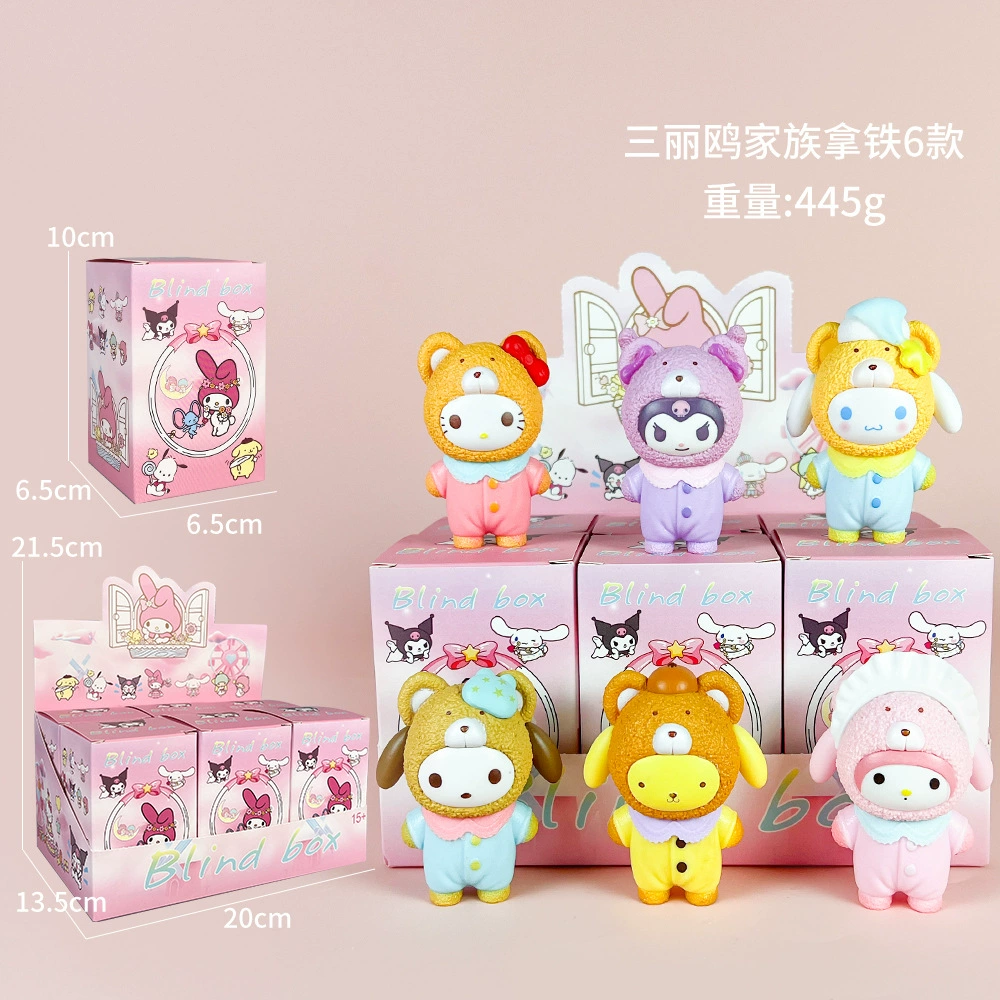 Анимационная фигурка Sanrio слепая коробка латте семья Куломи Мелоди собака Пачи модная игрушка модель девушка сердце