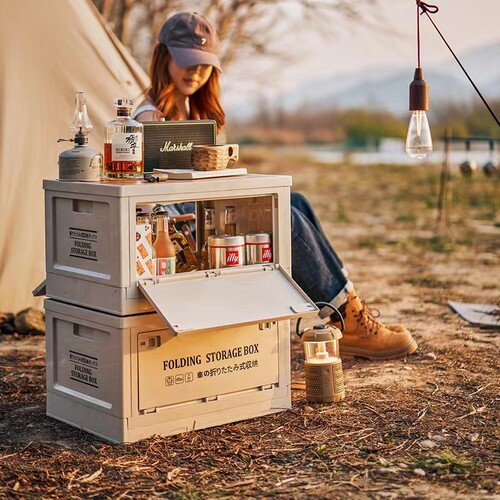 Outdoor folding storage box wholesale thickened storage box with wooden cover car storage box camping storage free installation