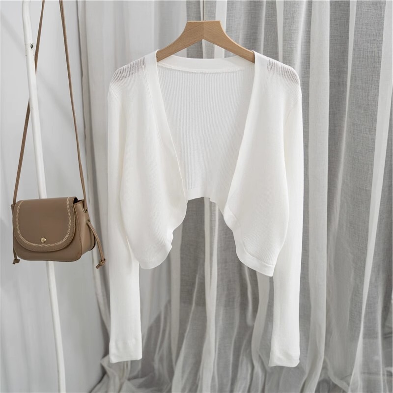 Knitted cardigan thin coat small waistcoat women's shawl summer women's ice silk sun protection with suspender skirt outer short blouse Knitted cardigan thin coat small waistcoat women's shawl summer women's ice silk sun protection with suspender skirt outer short blouse
