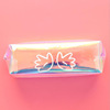 Square transparent neon capacious pencil case, storage bag for elementary school students, Korean style