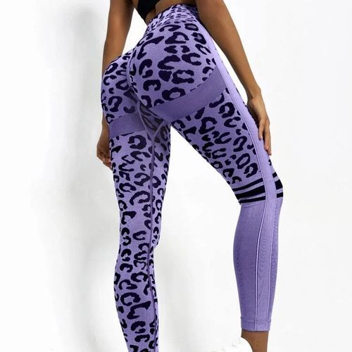 Cross-border seamless high-waisted cheetah print tummy control yoga pants tight peach hip quick-drying training hip lifting fitness pants