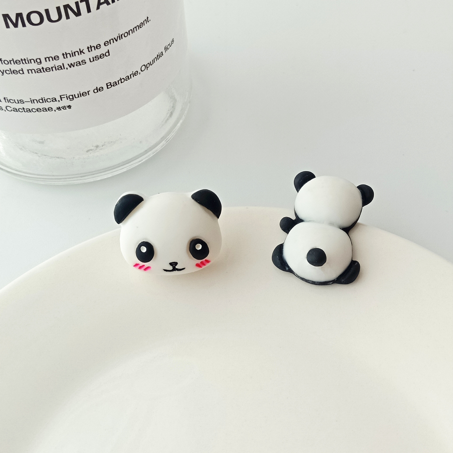 Cute Panda Synthetic Resin Ear Studs display picture 5