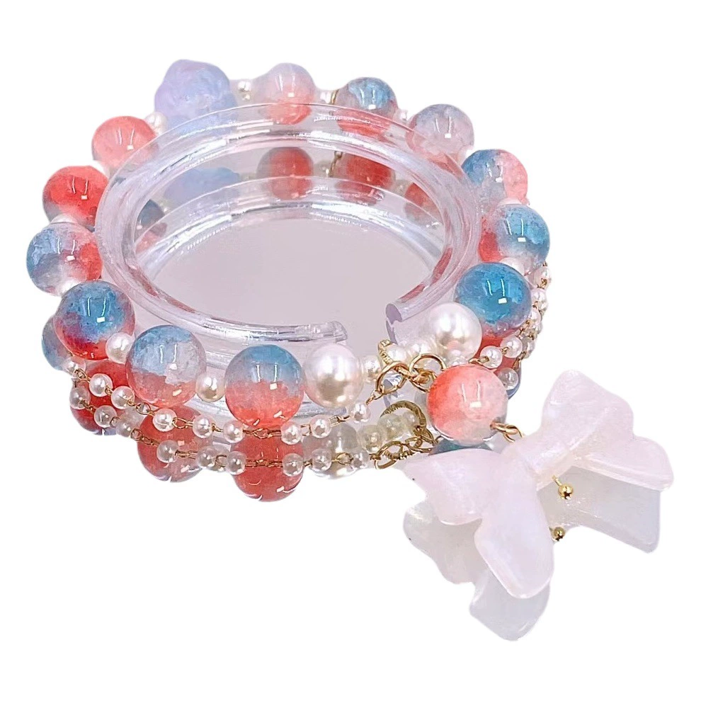 2024 лето новый 10 мм глазурованный бусинок diy аксессуары ледяной трещины двухцветный градиентный браслет разбросанный бисер