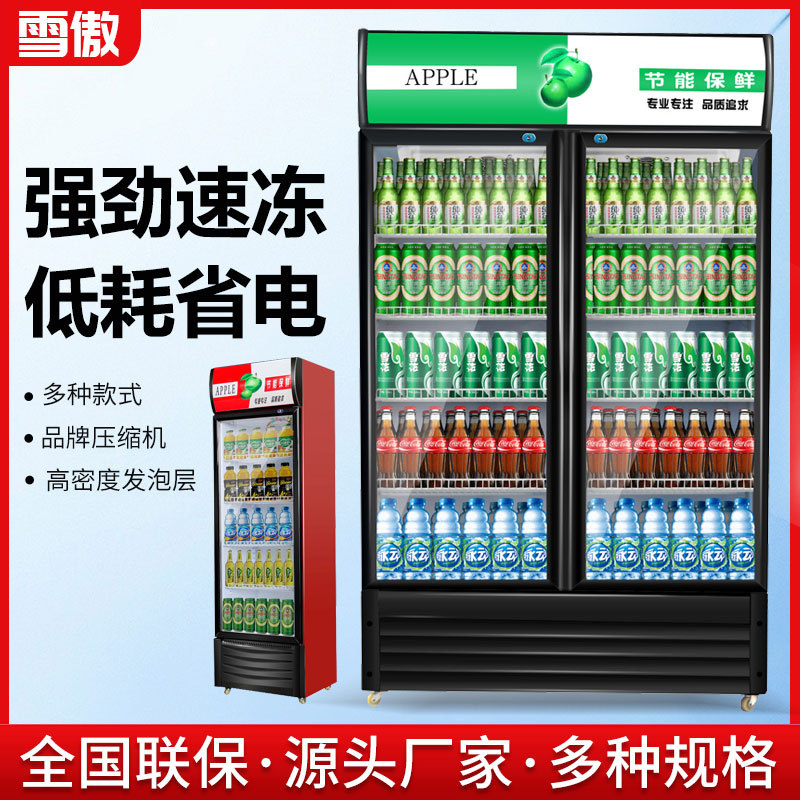 Refrigerated Display Cabinet Single Door Beverage Cabinet Commercial Double Door Preservation Cabinet Vertical Three Door Beer Freezer Refrigerator Supermarket