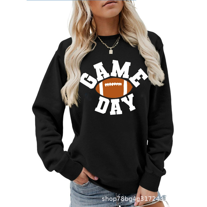 European and American Style Baseball Super Bowl Sweatshirt with Printed Letters Loose Round Neck Long Sleeve Sports Sweatshirt