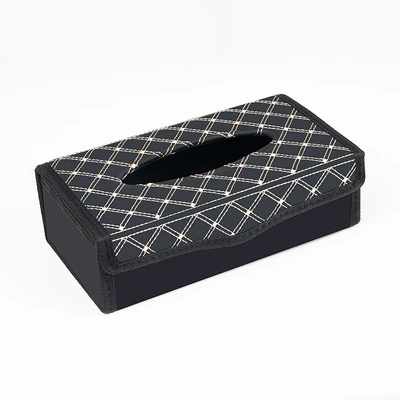 Car tissue box/set wine-colored, foldable, for - standard-klm-red-wine-folding-tissue-box-apricot-thread