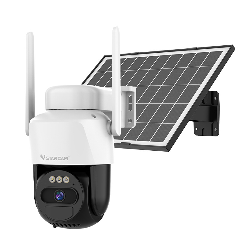 Cámara de Vigilancia Solar Tuya 360 ° Cámara panorámica para exteriores, día y noche, a todo color, cámara inalámbrica remota para teléfono móvil