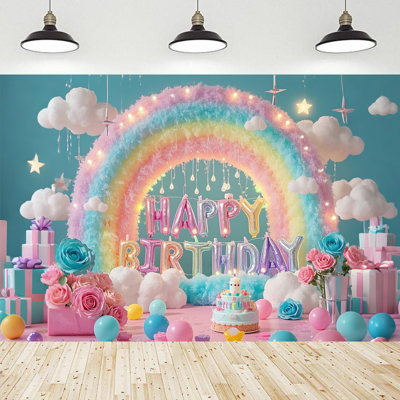Fondo de cumpleaños para niños de unicornio transfronterizo fiesta de la pancarta de comercio exterior de Amazon fotografía de la tela de fondo accesorios de la foto
