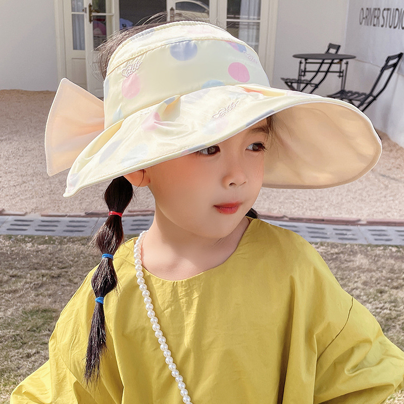 Children's sun protection hat girls summer empty top sun hat anti-UV baby sun hat spring outing big brim hat