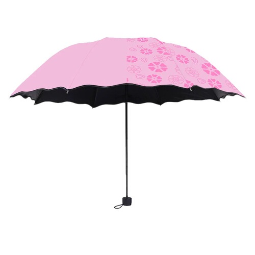 Waterproof Flower Umbrella Black Rubber Sun Umbrella Gift Umbrella Factory Wholesale Three-fold Rain and Sun Umbrella Printing Logo 