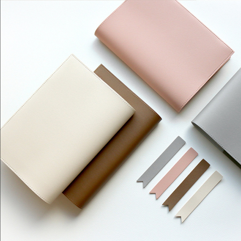 Korean Pu Leather Book Cover Ins Simple Notebook Protective Cover Notepad Cover Removable Book Direct Sale