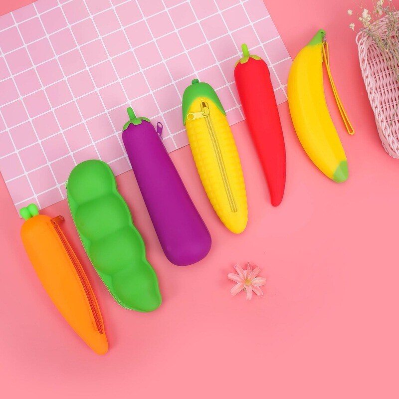 Soft silicone pencil case banana coin purse three-dimensional creative student simulation fruit vegetable strawberry pineapple stationery bag