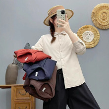 2025秋冬新款纯色纯棉长袖夹棉衬衫女士保暖棉服女士休闲加厚上衣